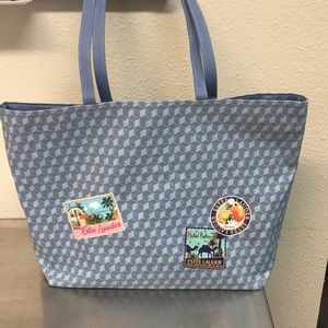 Estée Lauder Travel Beach Blue Tote Bag and Small Makeup Cosmetic Snap Pouch